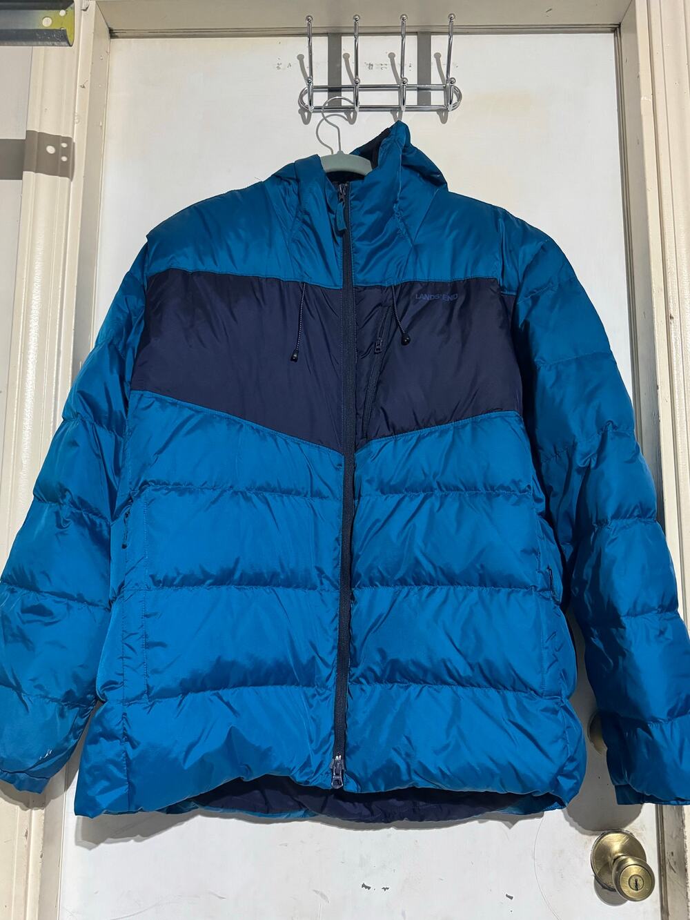 Men’s Expedition Down Puffer Jacket 503886 Xl 46-48 Puffy with Hood Bright Blue